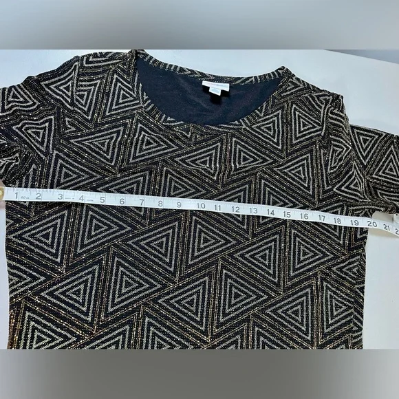 LuLaRoe Black and metallic gold Triangle Midi Dress - Picture 12 of 15